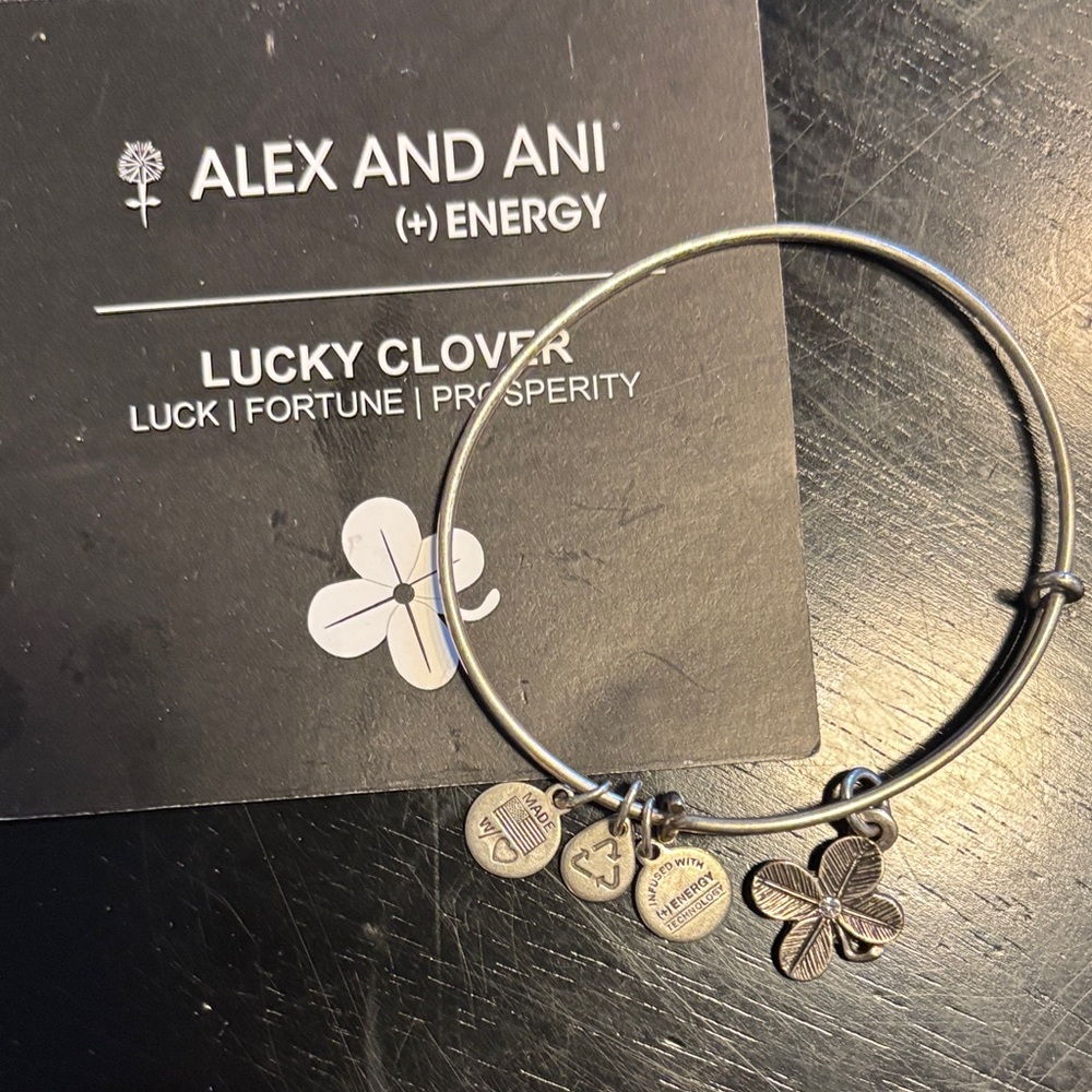 Alex and Ani Silver Charm Bracelet with Clover